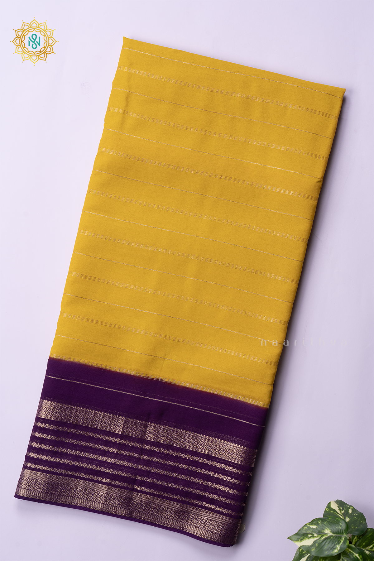 YELLOW WITH PURPLE - SEMI GEORGETTE