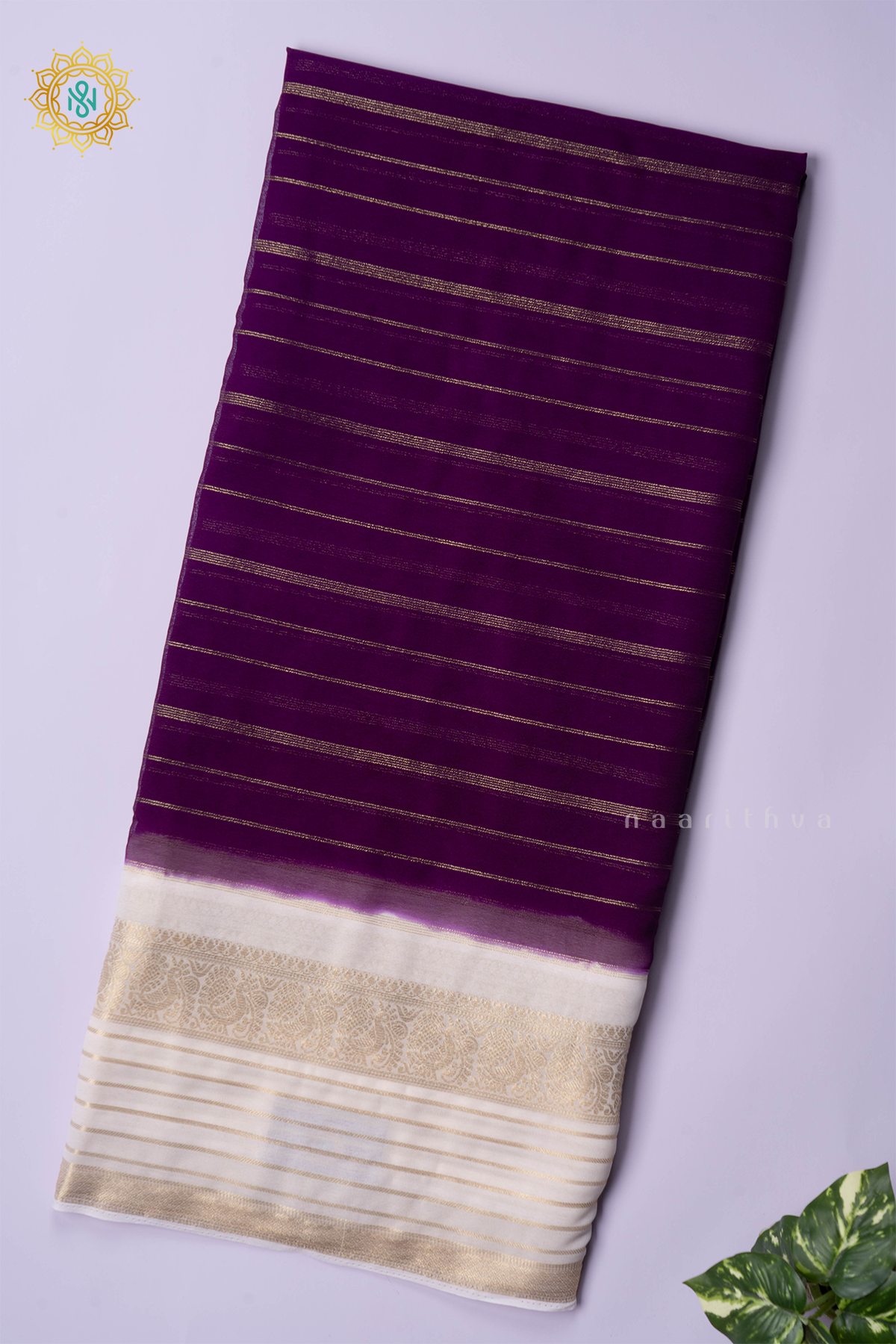 PURPLE WITH WHITE - SEMI GEORGETTE