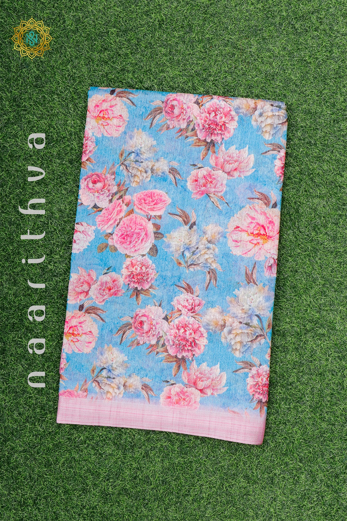 BLUE WITH PINK - JUTE COTTON
