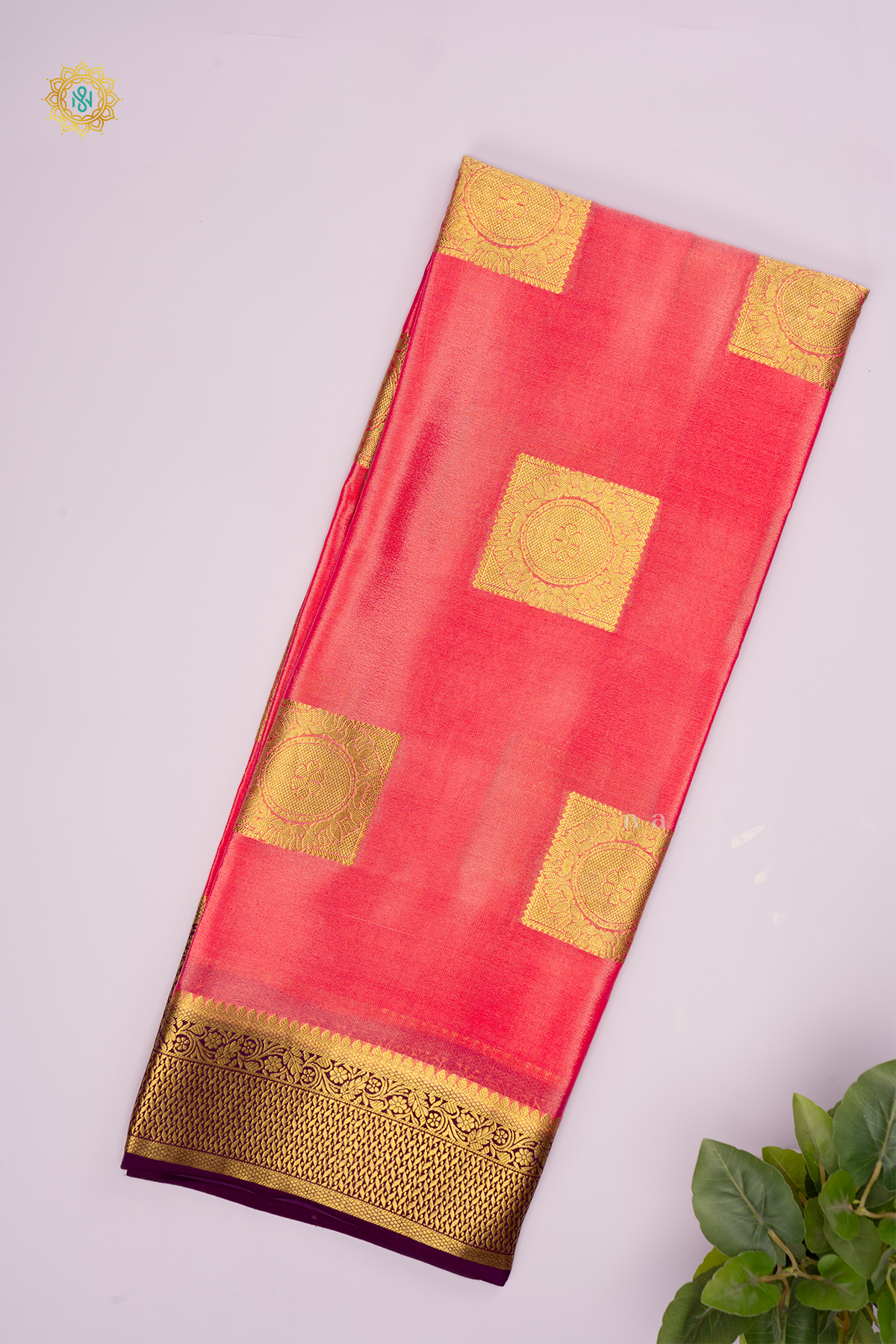 PEACH WITH WINE - PURE MYSORE CREPE SILK