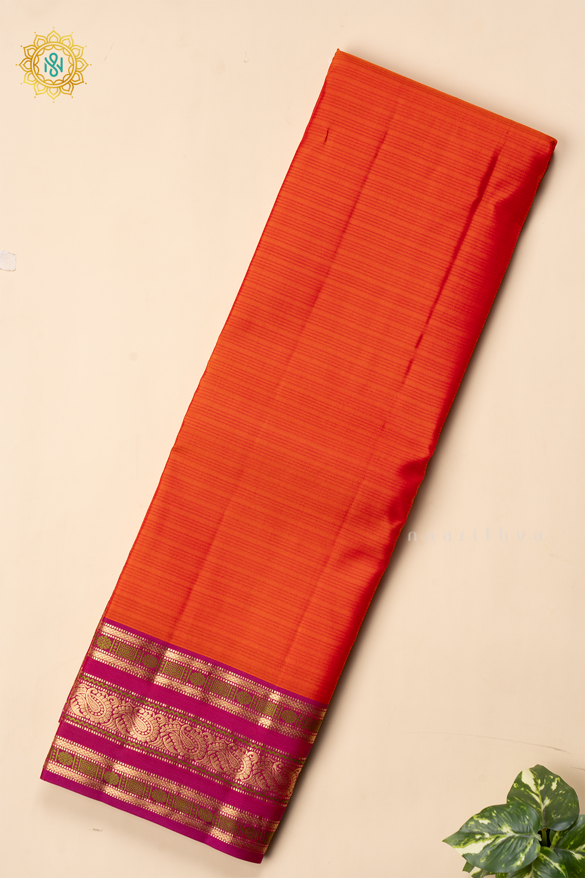 DUAL SHADE OF ORANGE WITH PINK - PURE KANJIVARAM SILK