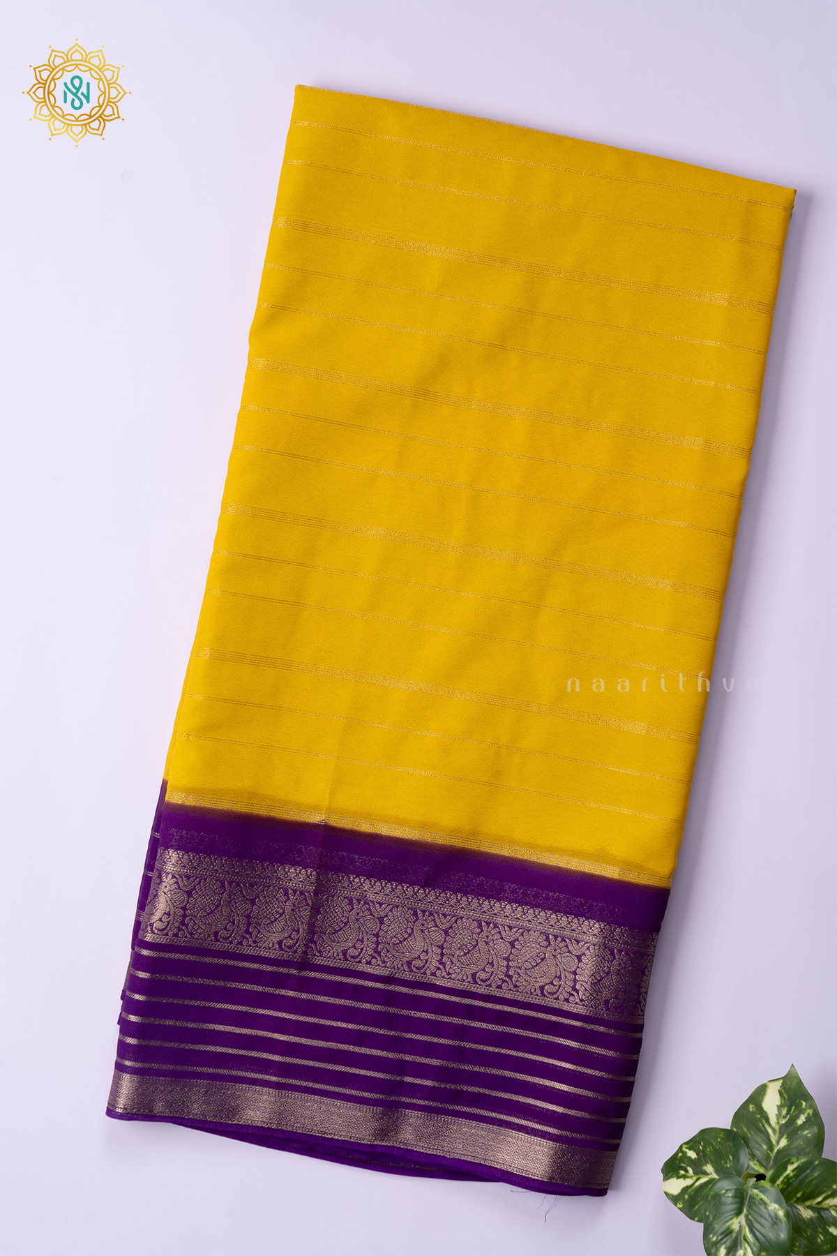YELLOW WITH PURPLE - SEMI GEORGETTE