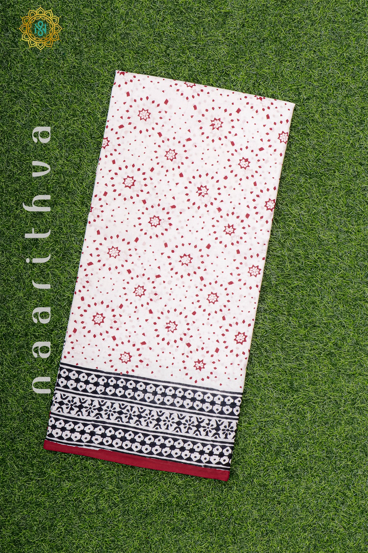 WHITE WITH RED - MUL COTTON