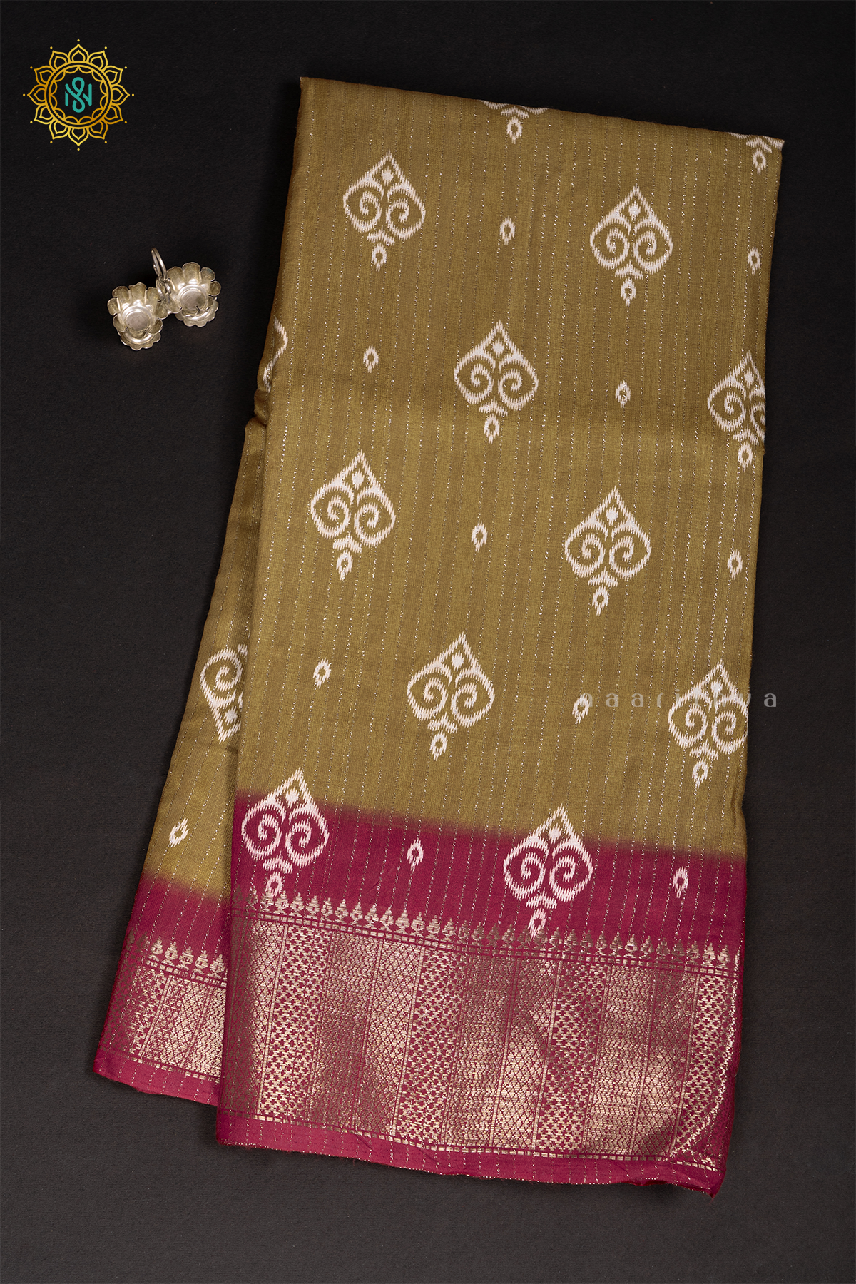 MUSTARD WITH MAROON - DOLA SILK