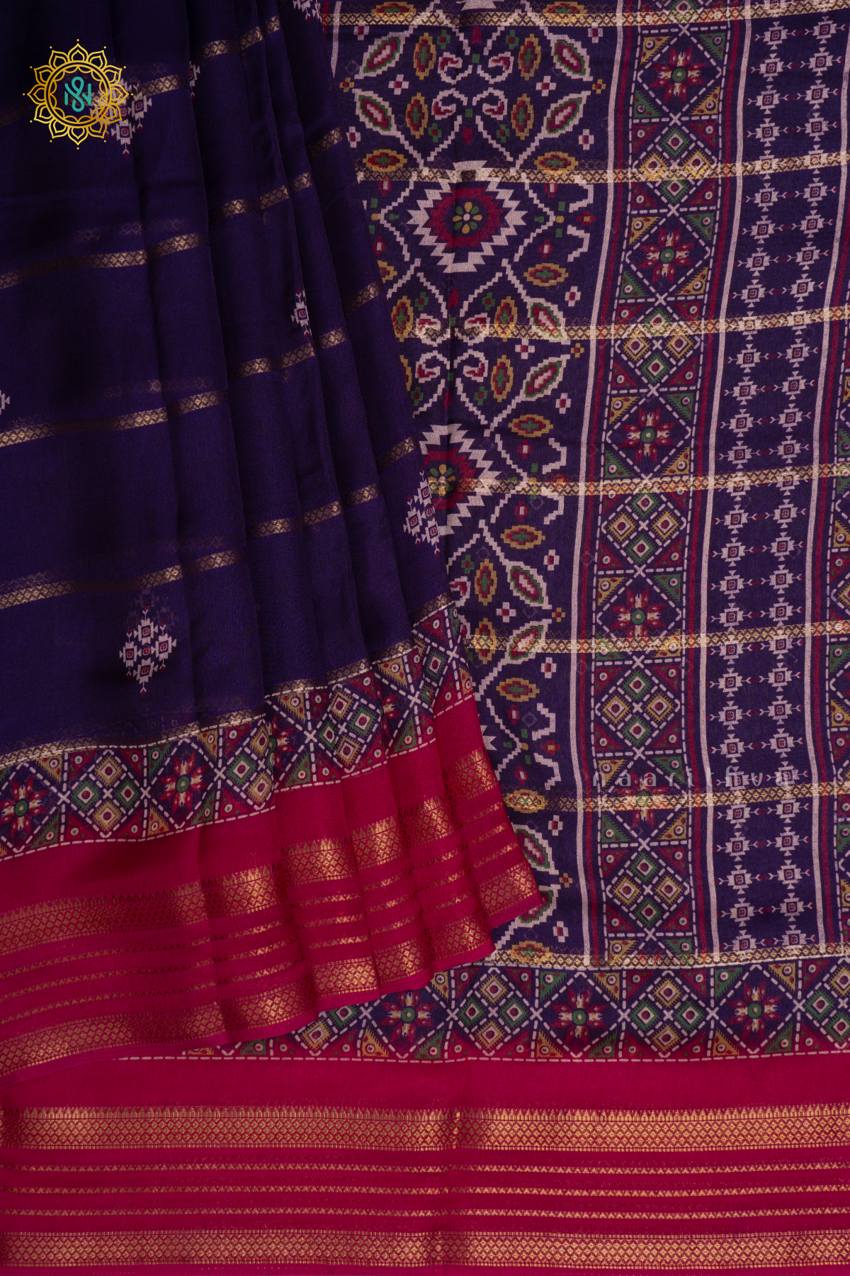 PURPLE WITH PINK - SEMI GEORGETTE