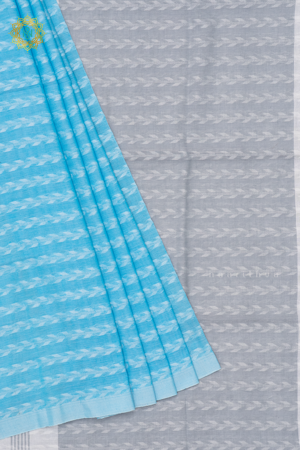 SKY BLUE WITH GREY - MUL COTTON