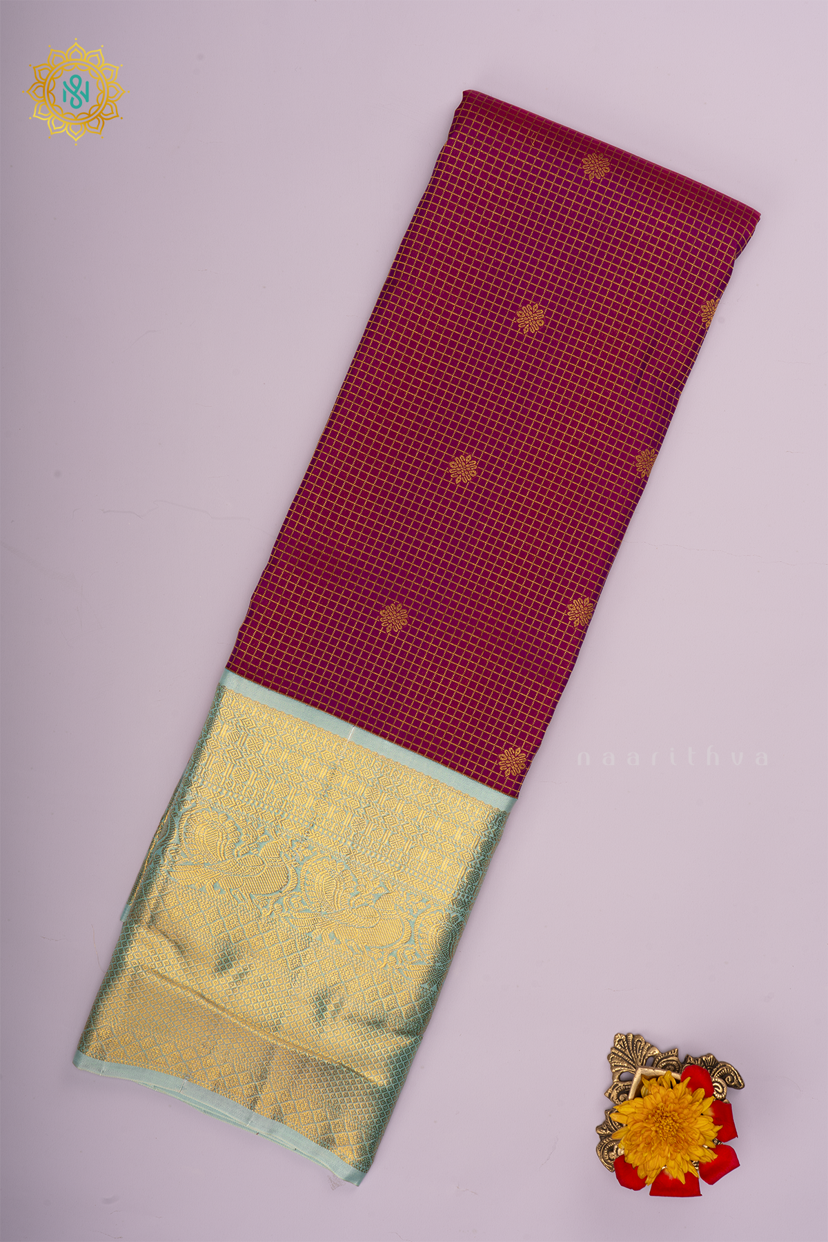 MAGENTA WITH AQUA BLUE - PURE KANJIVARAM SILK
