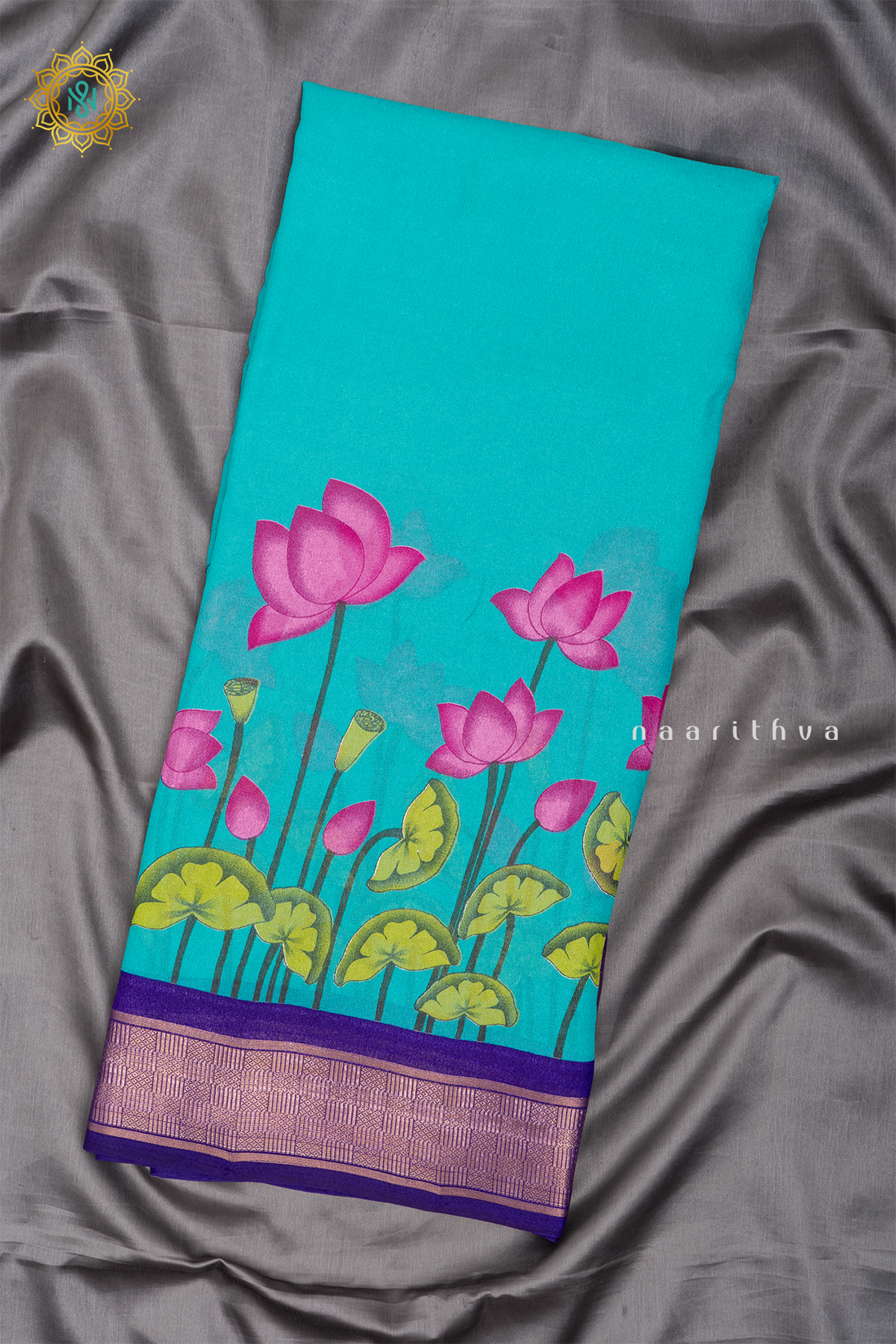 SKY BLUE WITH PURPLE - SEMI GEORGETTE