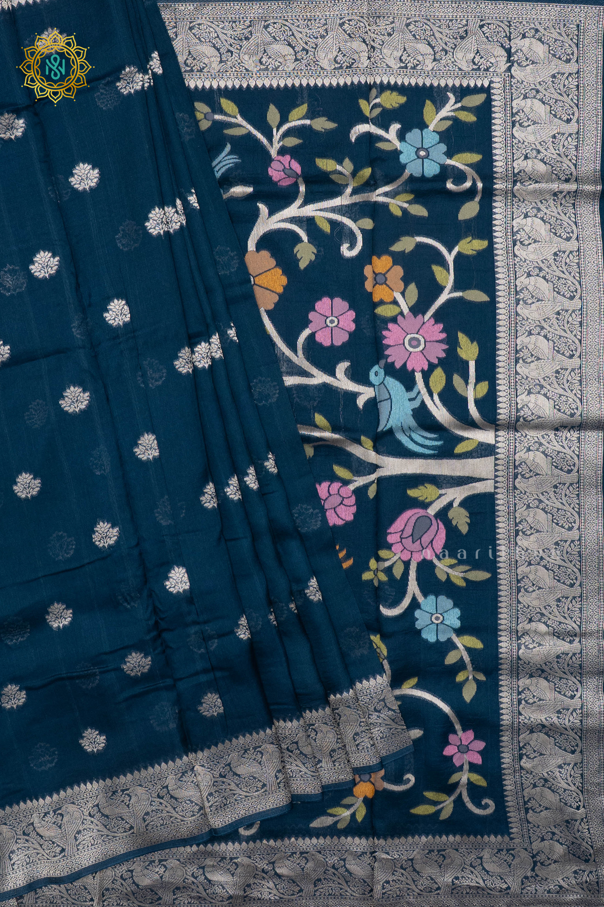 PEACOCK BLUE - SEMI TUSSAR SILK