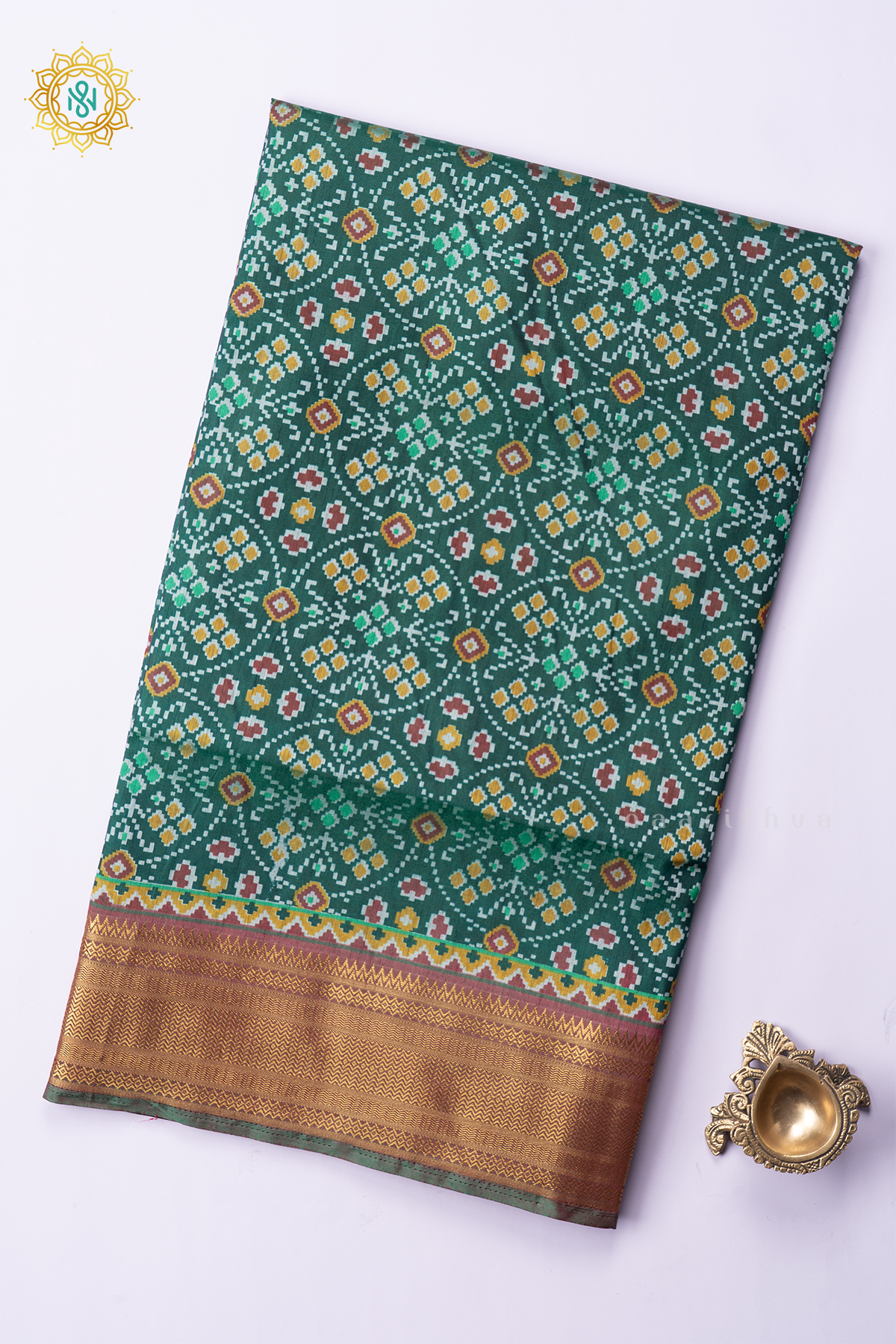 GREEN WITH MAROON - SEMI PATOLA SILK