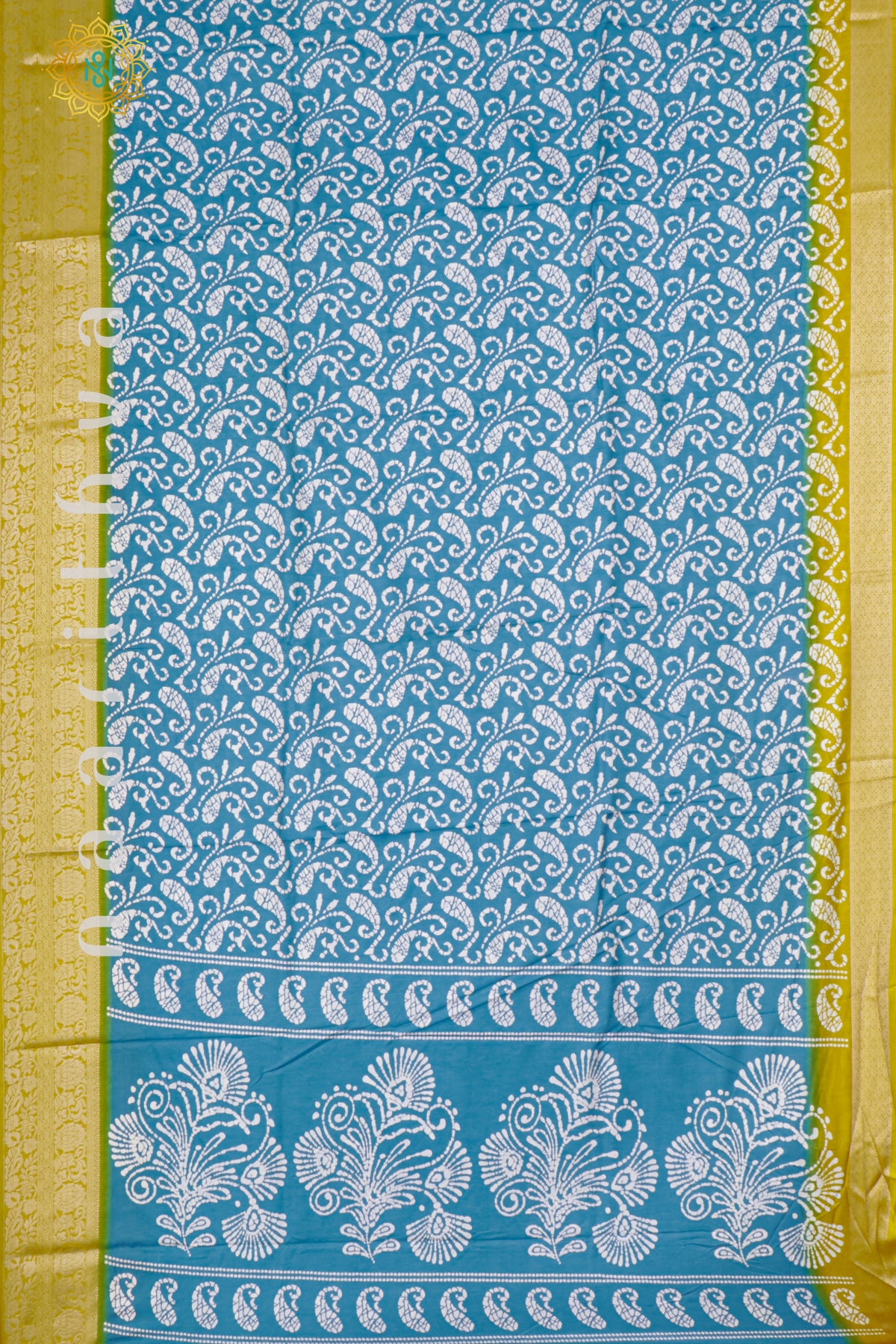 SKY BLUE WITH YELLOW - DOLA SILK