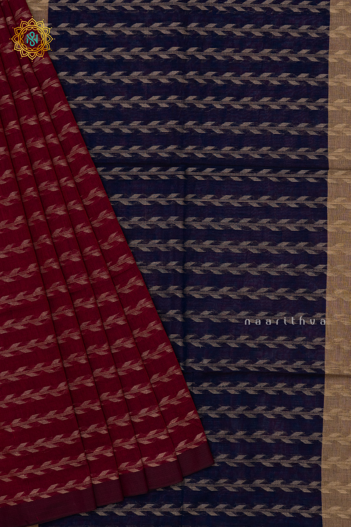 MAGENTA WITH NAVY BLUE - MUL COTTON