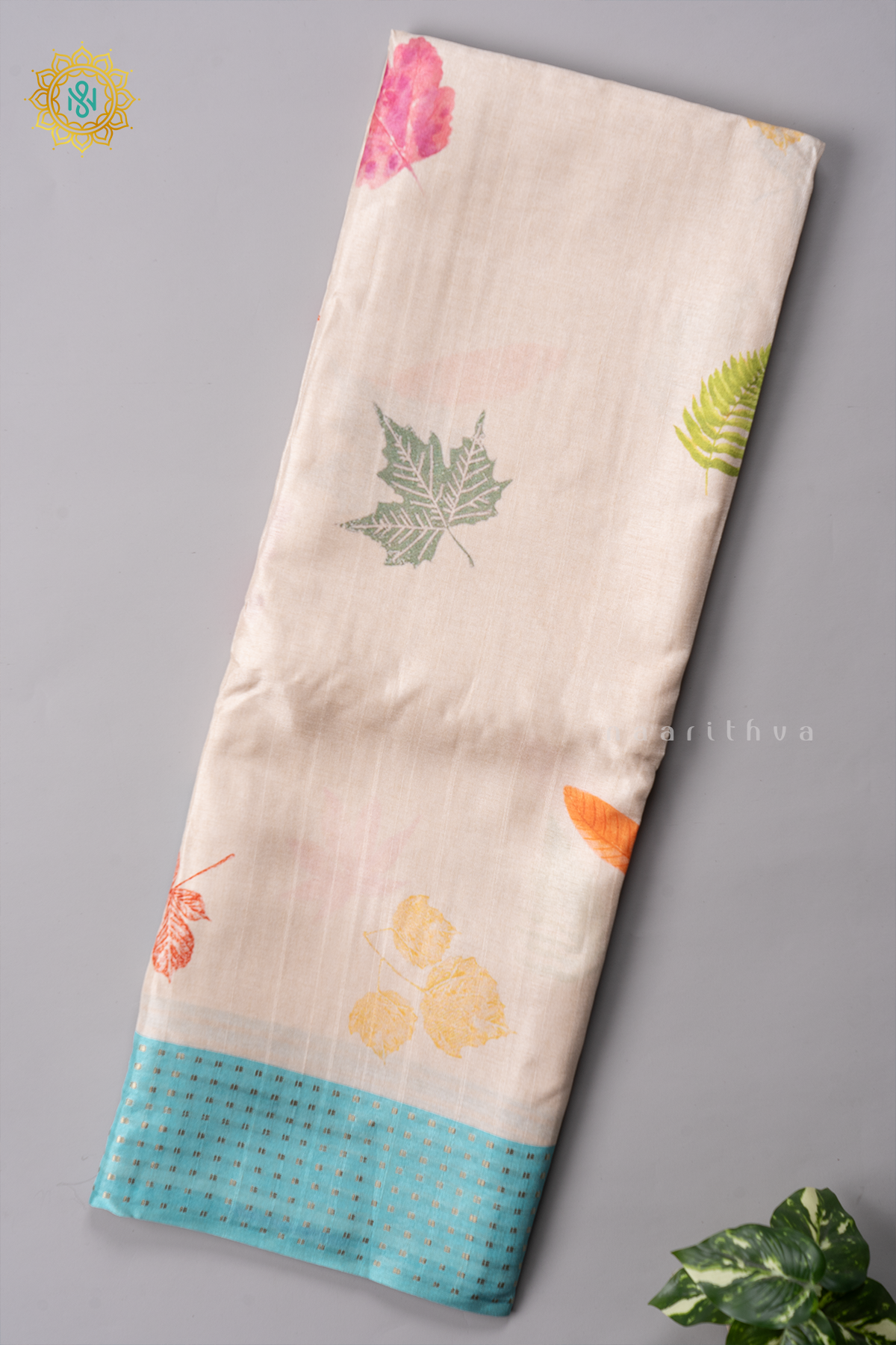OFF WHITE WITH AQUA BLUE - KOTHA TUSSAR