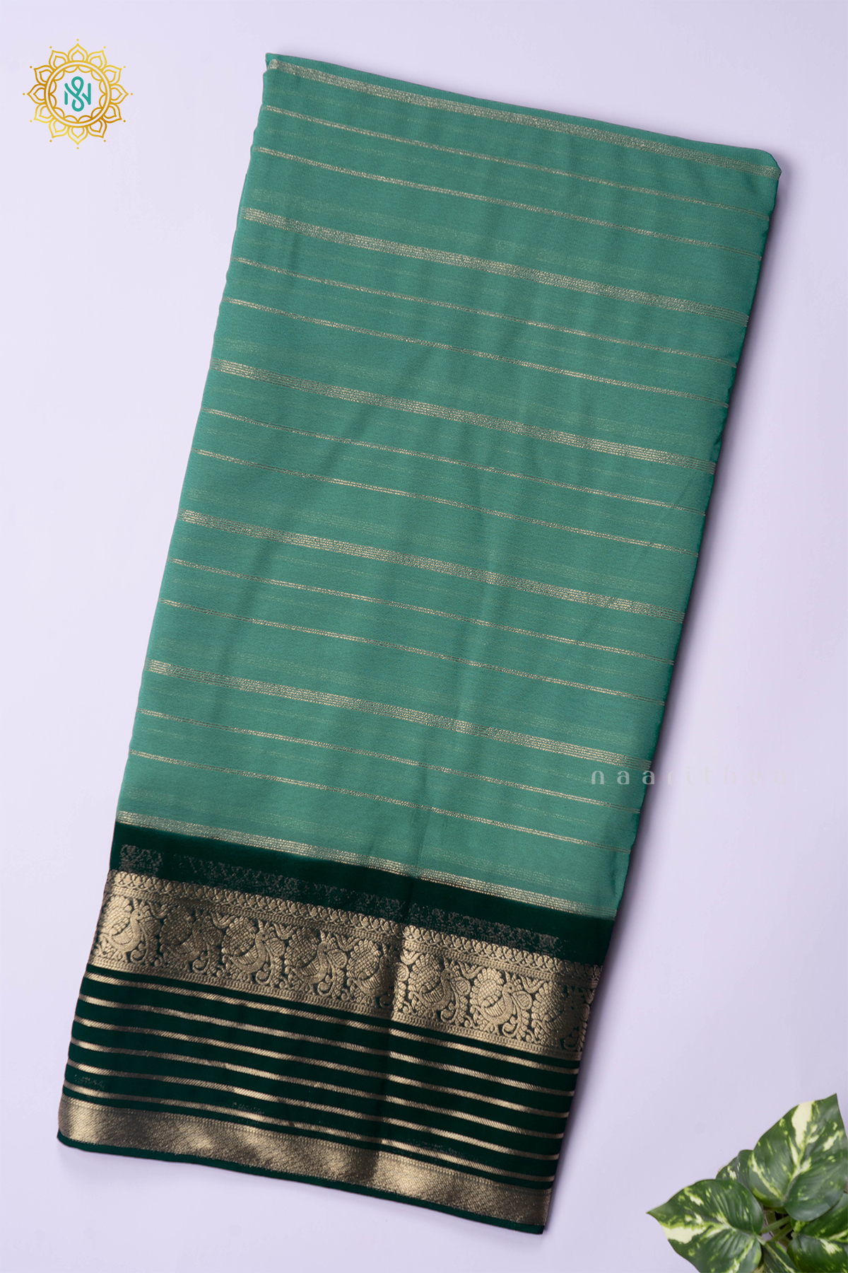 SAGE GREEN WITH BOTTLE GREEN - SEMI GEORGETTE