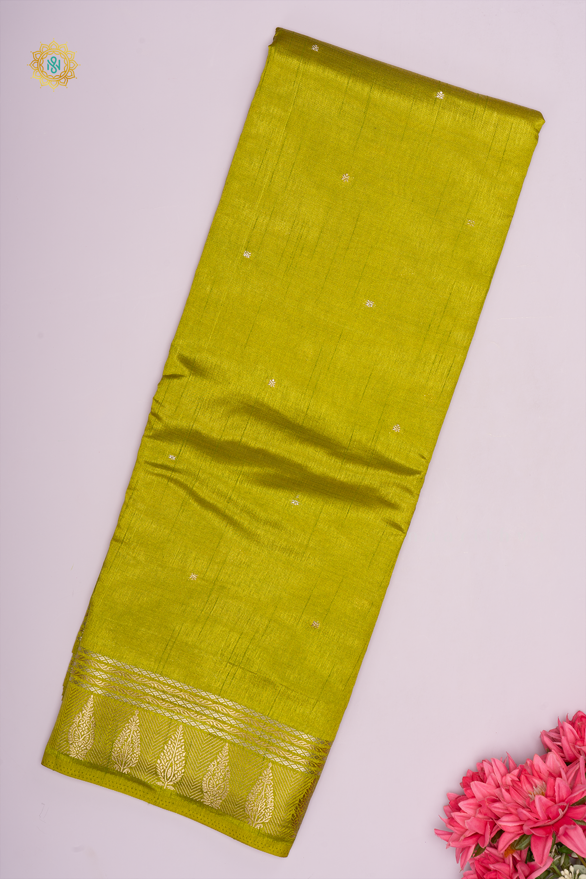 PARROT GREEN - SEMI RAW SILK