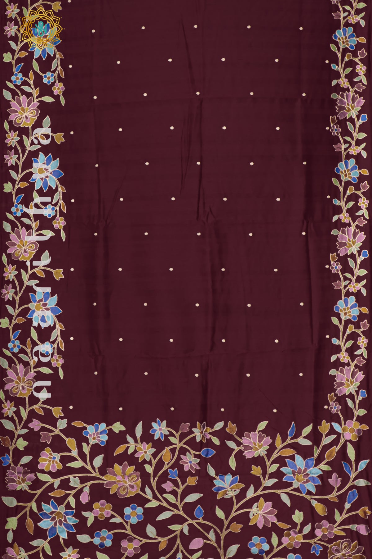MAROON - SEMI TUSSAR SILK WITH EMBROIDERY