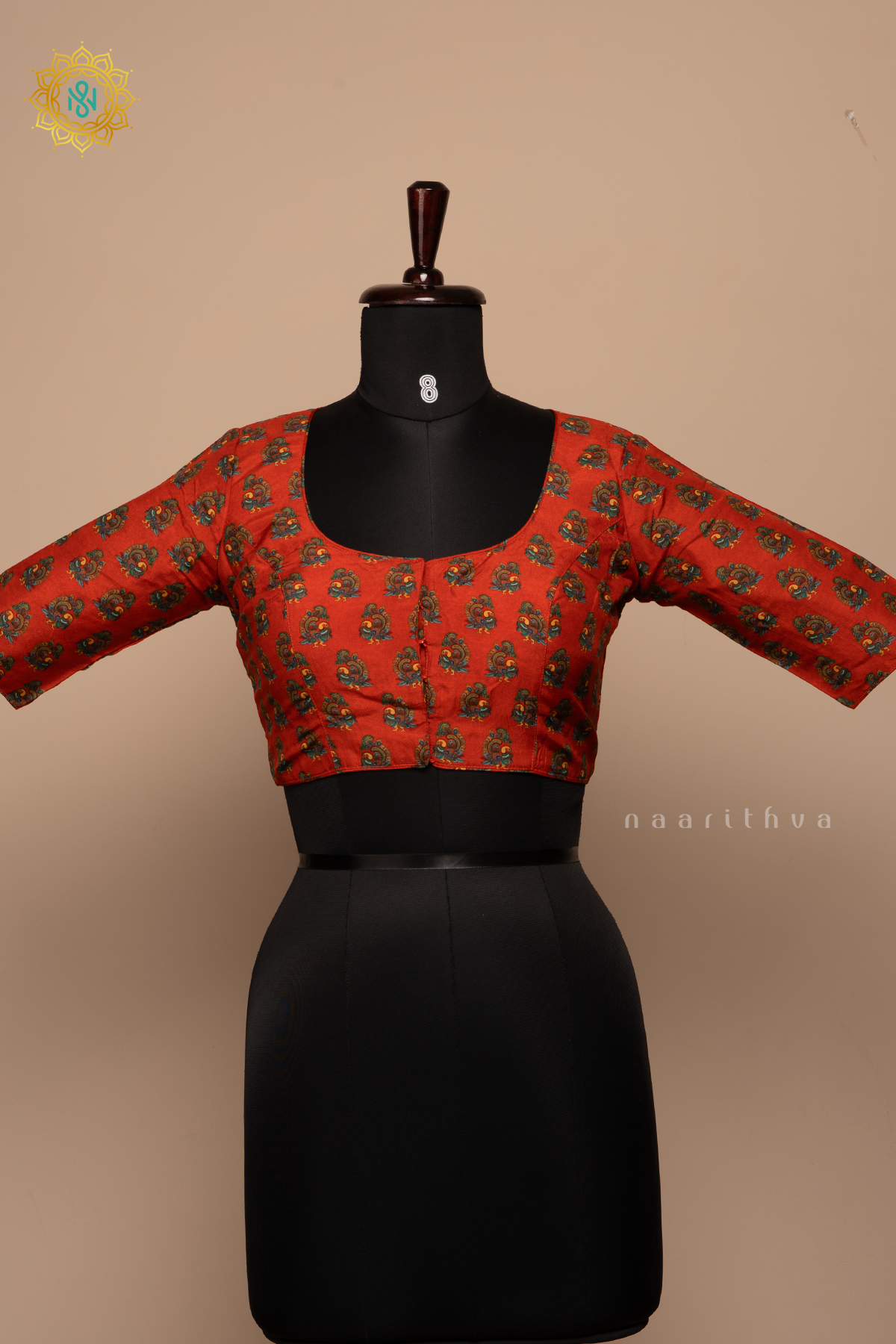 Orange - Dola Silk Readymade Blouse Allover Prints On the Body