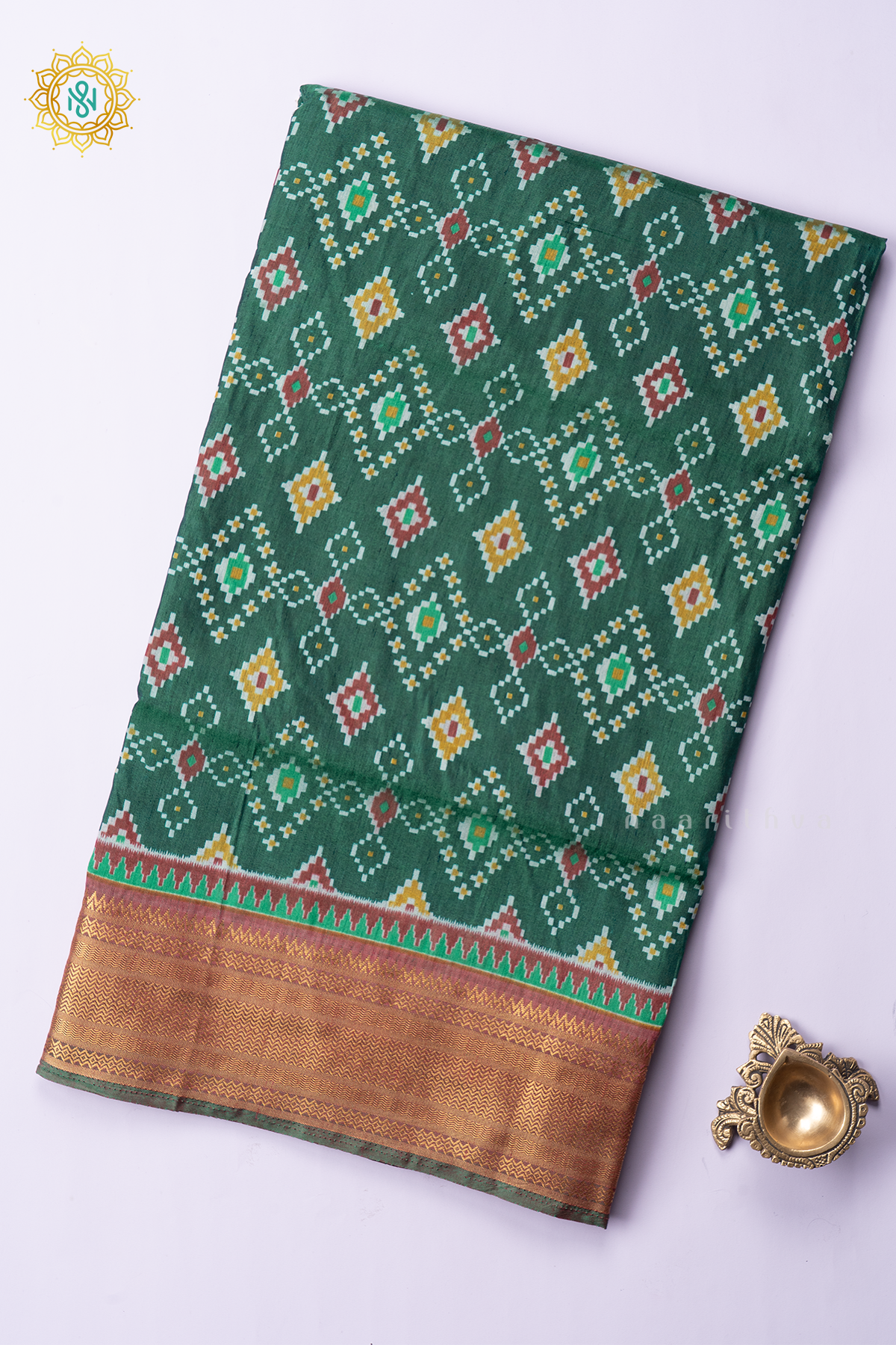 GREEN WITH MAROON - SEMI PATOLA SILK