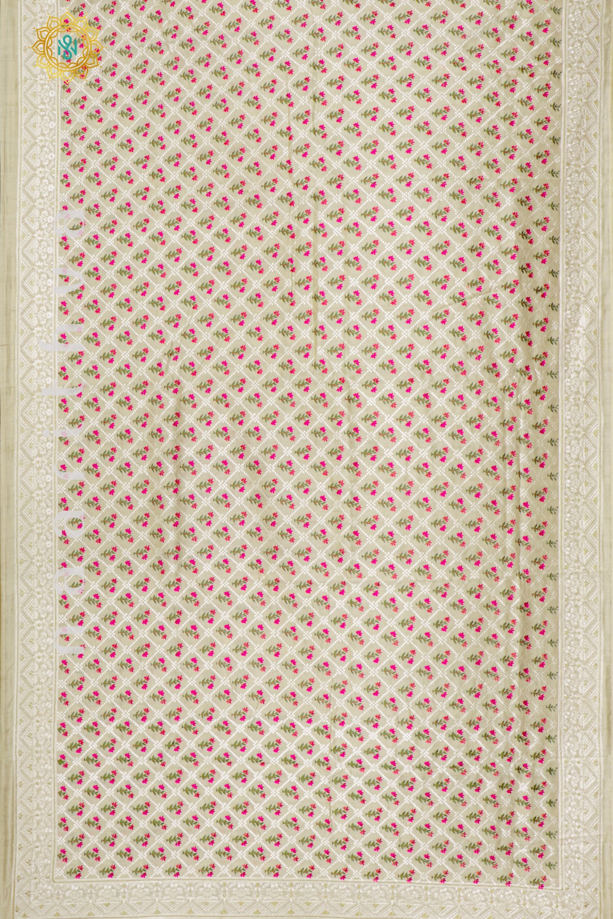 OFF WHITE - SEMI TUSSAR SILK WITH EMBROIDERY