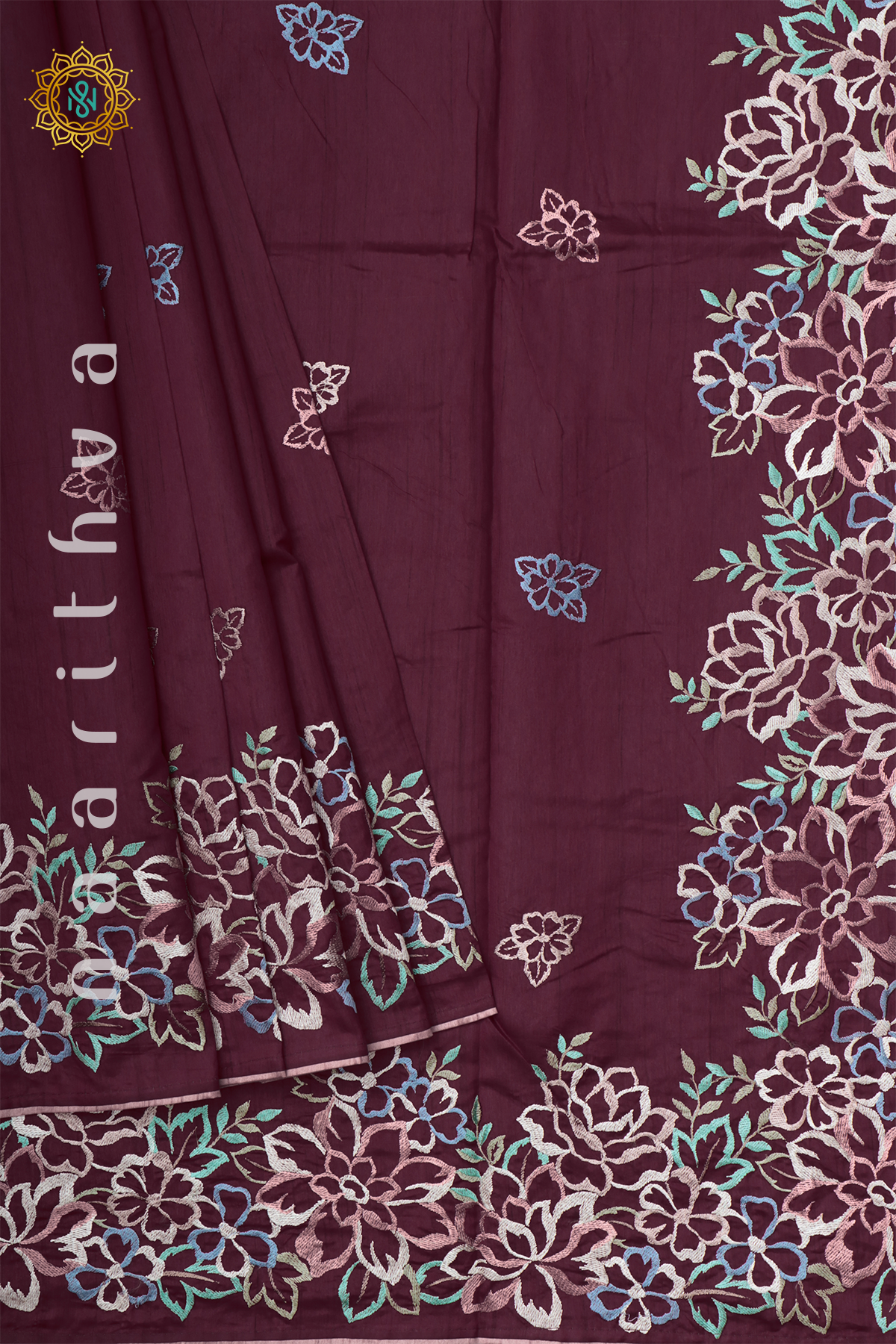 MAROON - SEMI TUSSAR SILK