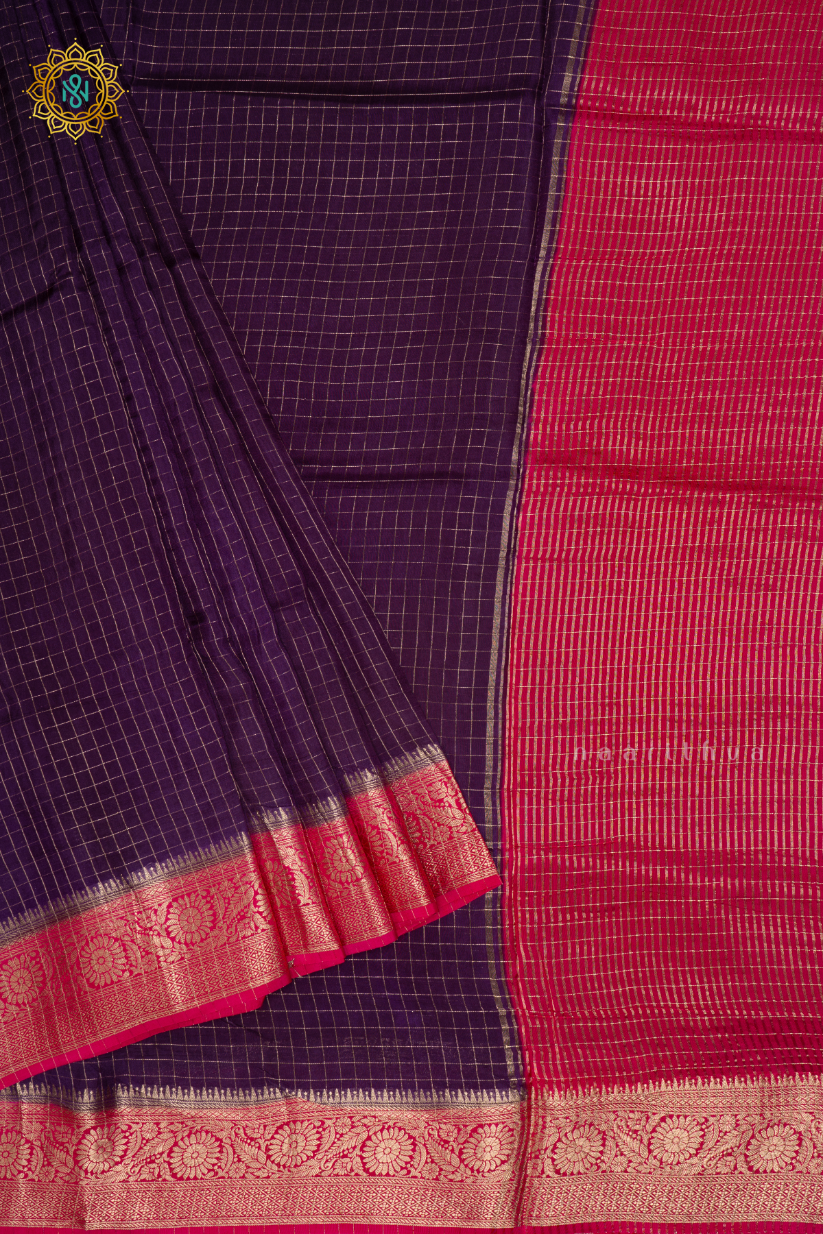 Purple With Pink - Semi Crepe Silk Saree