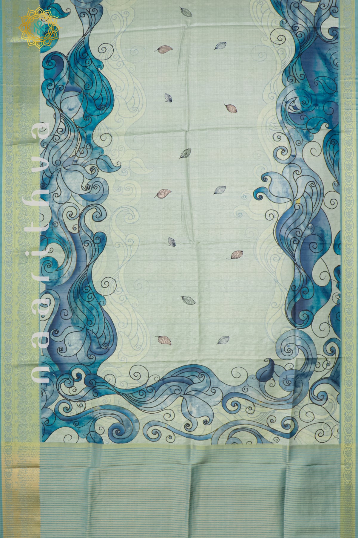 AQUA BLUE - SEMI KOTHA CREPE