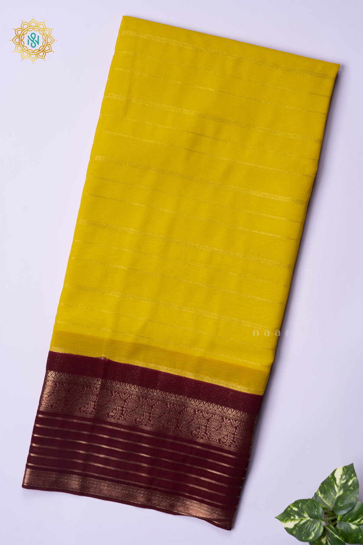 YELLOW WITH BROWN - SEMI GEORGETTE