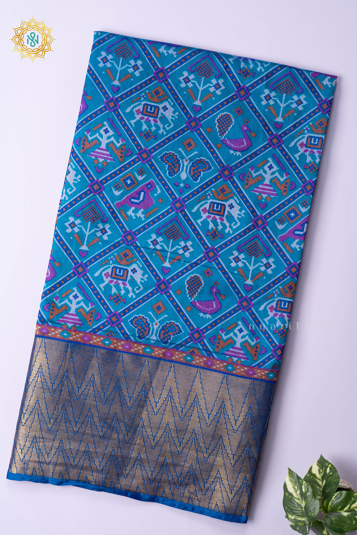 SKY BLUE - SEMI SILK WITH PATOLA PRINTS