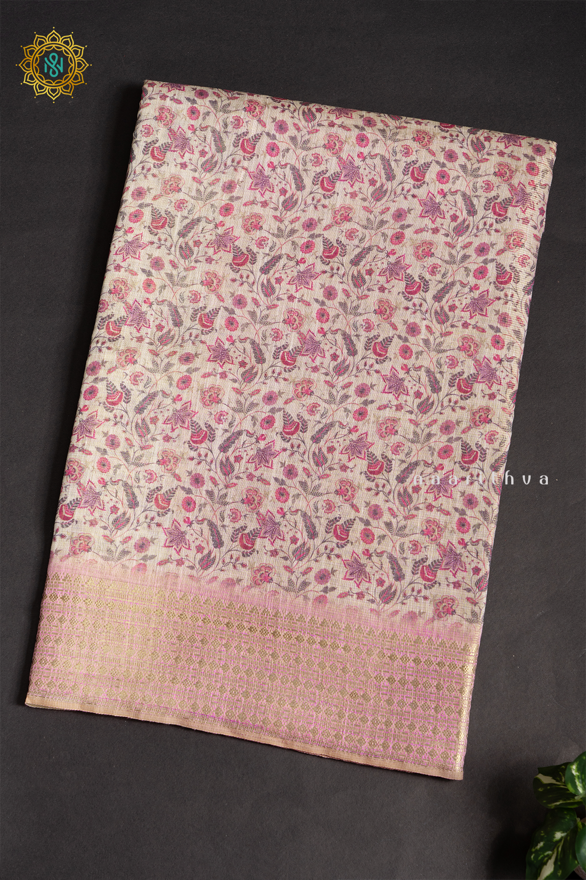 OFF WHITE WITH PEACHISH PINK - LINEN TISSUE