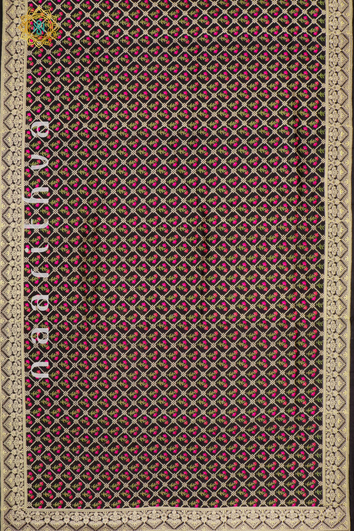 BLACK - SEMI TUSSAR SILK WITH EMBROIDERY
