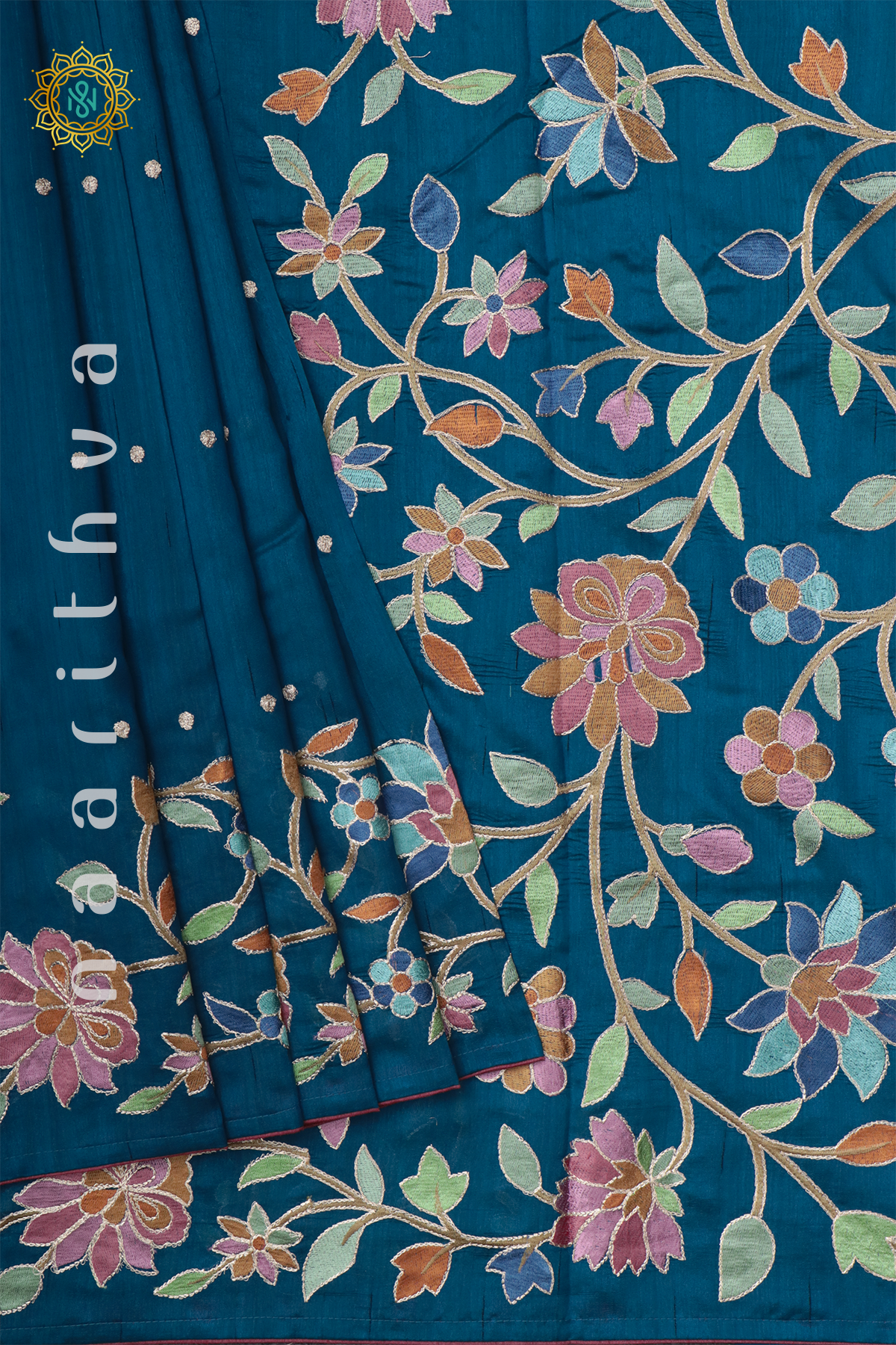 TEAL BLUE - SEMI TUSSAR SILK