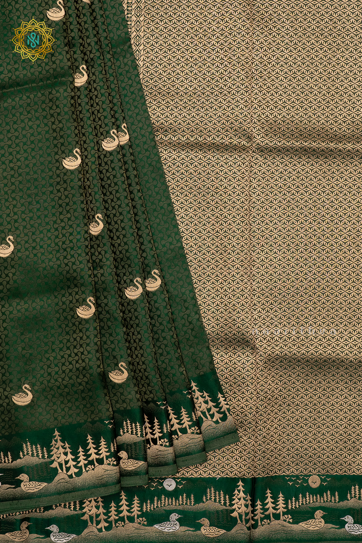 BOTTLE GREEN - SATIN CREPE