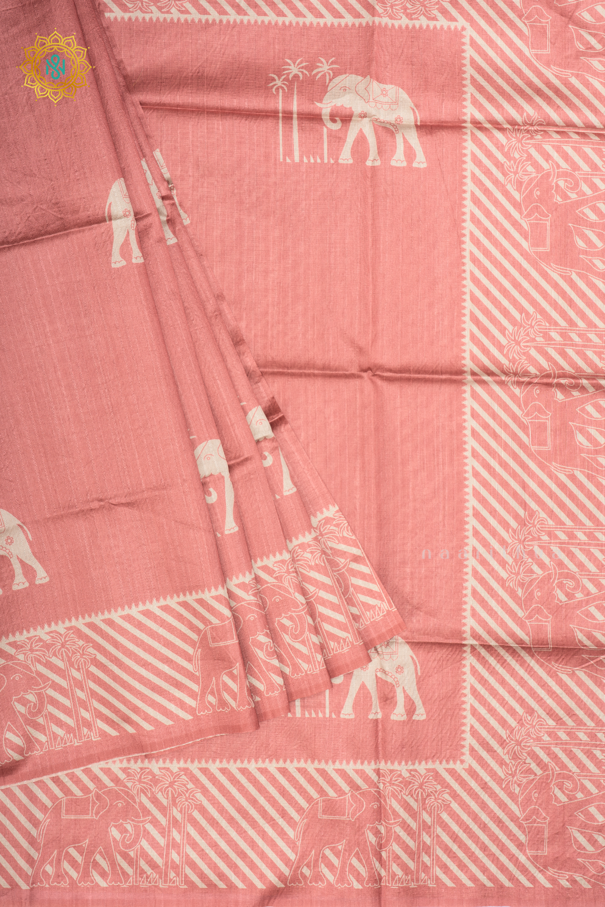 PEACH - SEMI TUSSAR SILK