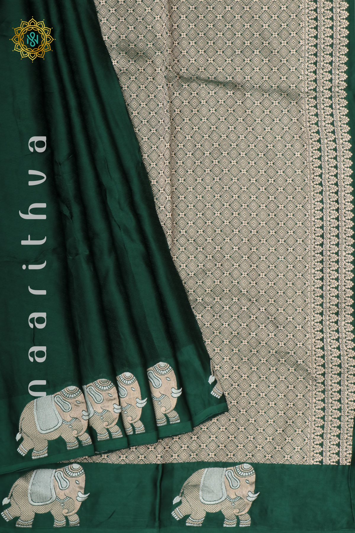 BOTTLE GREEN - SATIN BANARAS