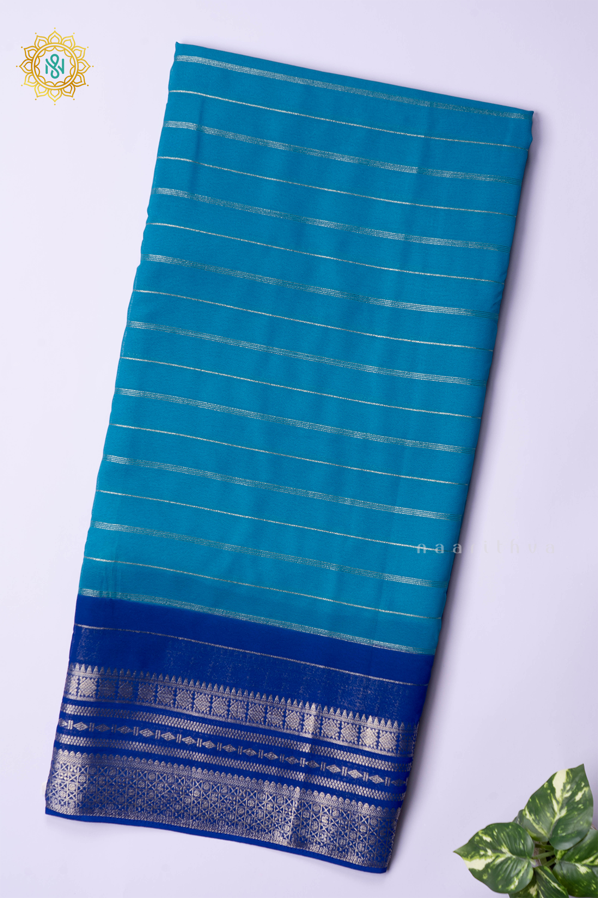 SKY BLUE WITH ROYAL BLUE - SEMI GEORGETTE