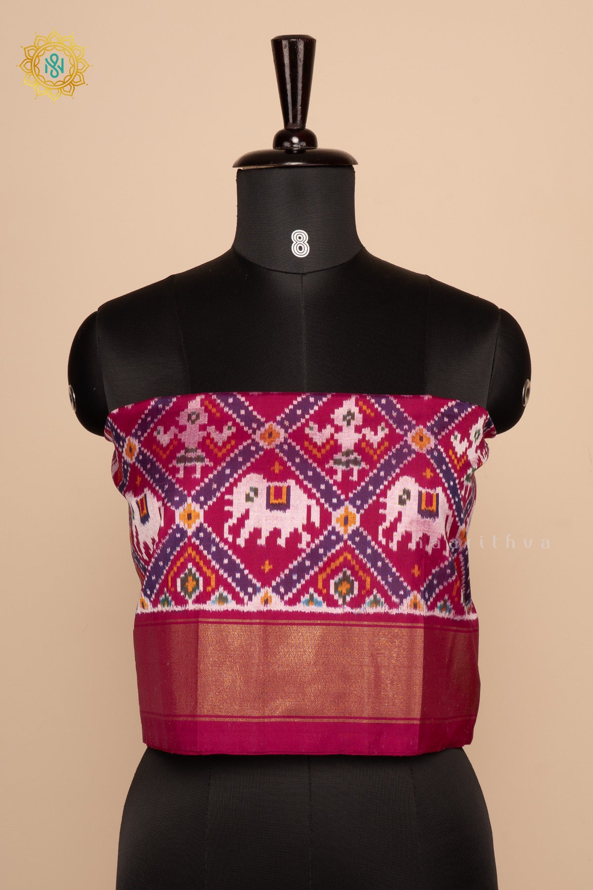 Rani Pink Ikkat Pure Silk Bit All-Over Ikat-Woven Body