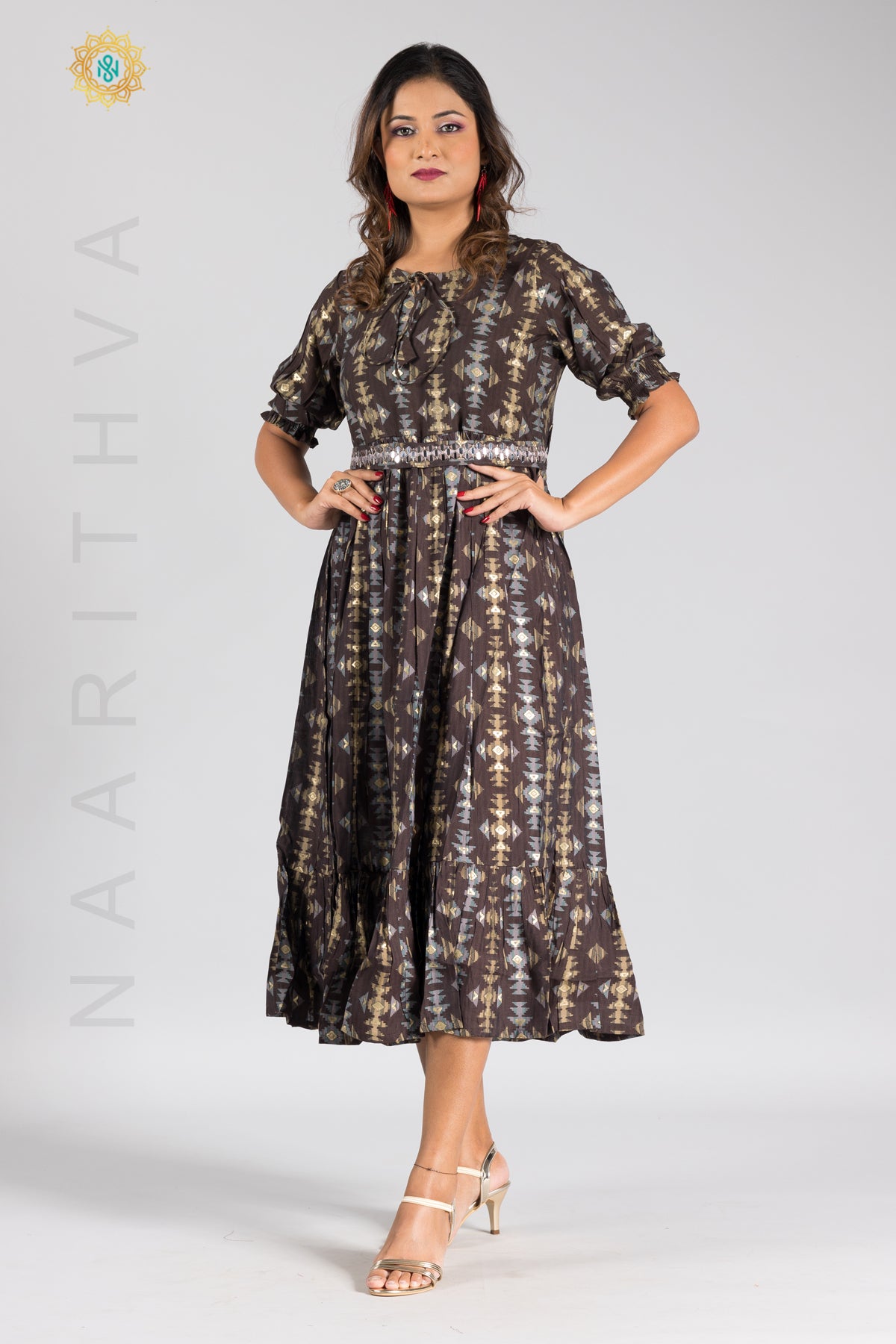 UMBRELLA PATTERN FOIL PRINTED DOUBLE LAYERED KURTI