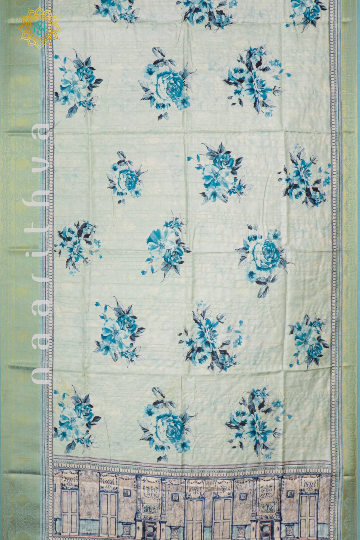 AQUA BLUE - SEMI KOTHA CREPE
