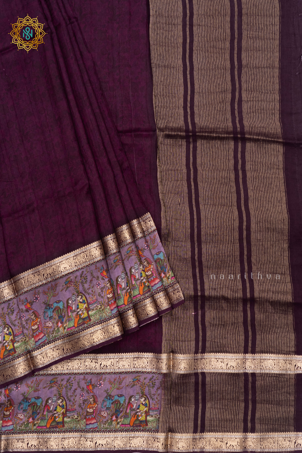 PURPLE WITH LAVENDER - SEMI CREPE SILK