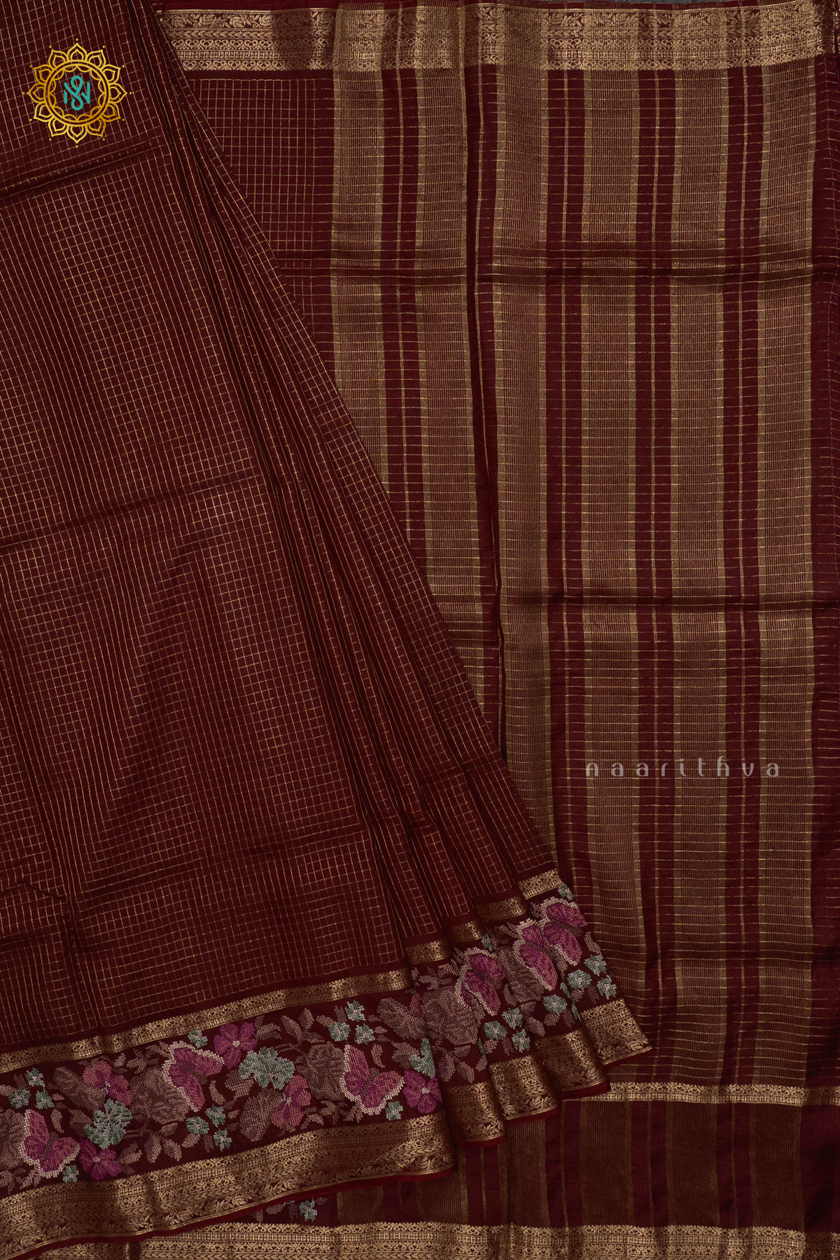BROWN - SEMI CREPE SILK WITH EMBROIDERY