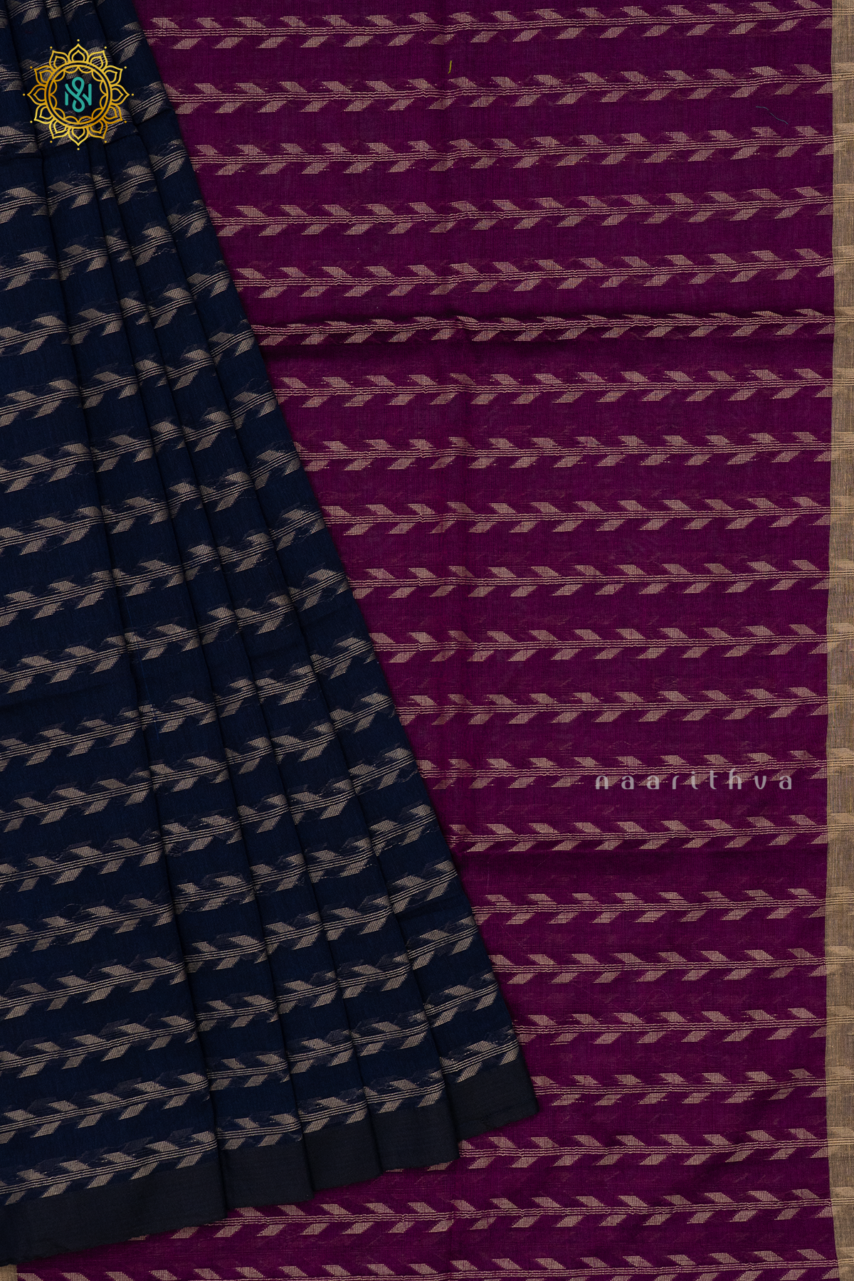 NAVY BLUE WITH MAGENTA - MUL COTTON