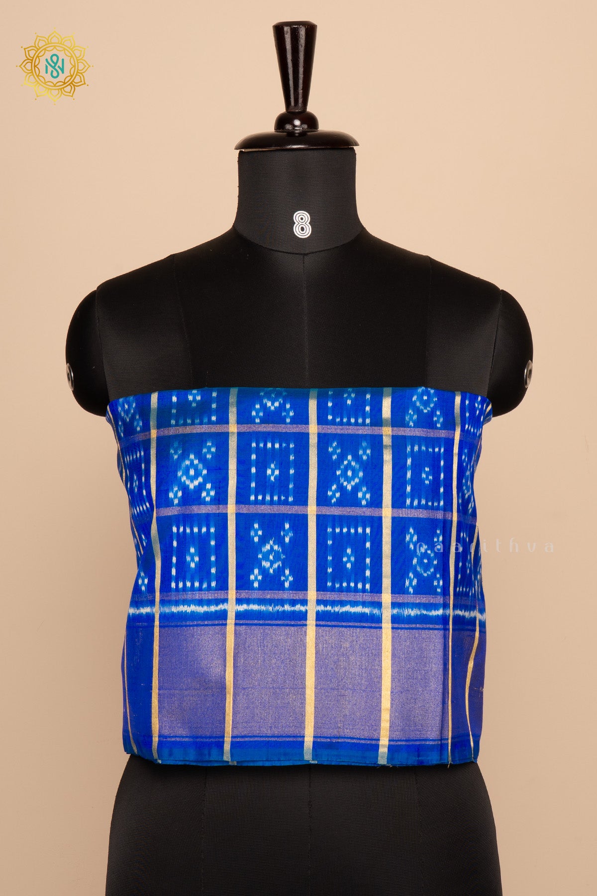 Dual shade of Blue Ikkat Pure Silk Bit All-Over Ikat-Woven Body