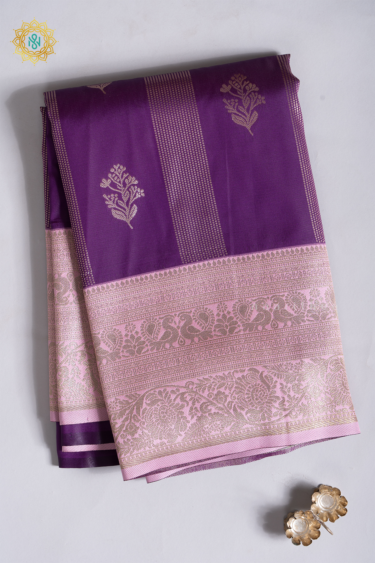 MAGENTA WITH LIGHT PINK - SEMI SILK