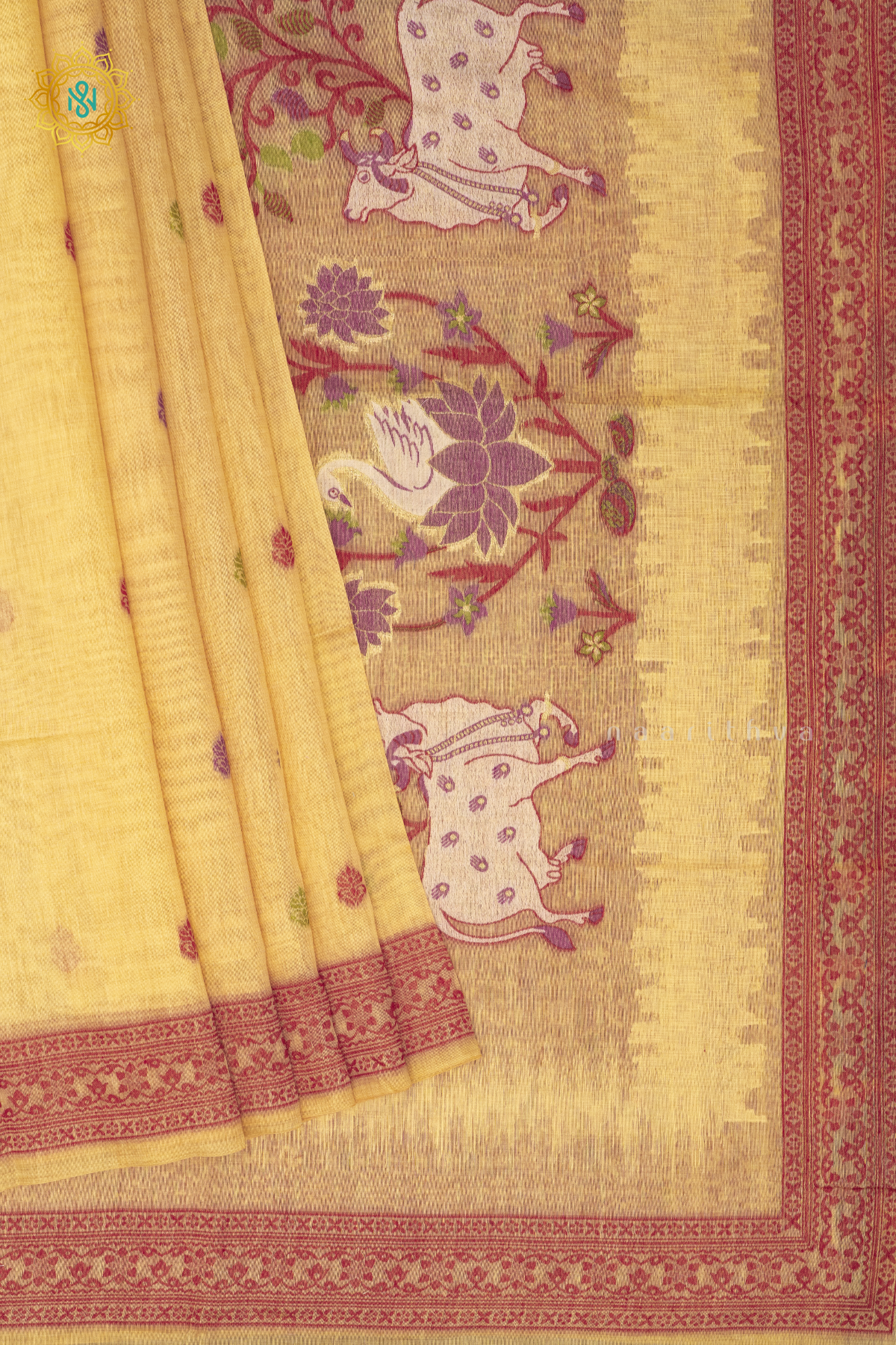 YELLOW WITH RED - MOONGA COTTON