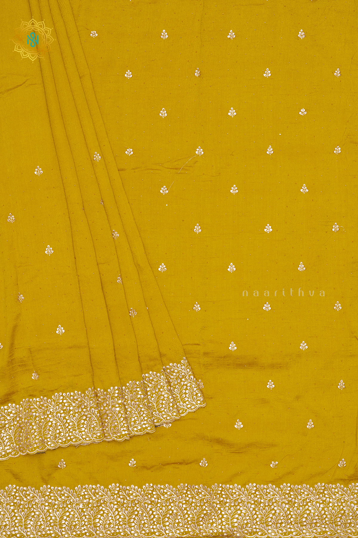 YELLOW WITH PURPLE - PARTY WEAR TUSSAR GEORGETTE