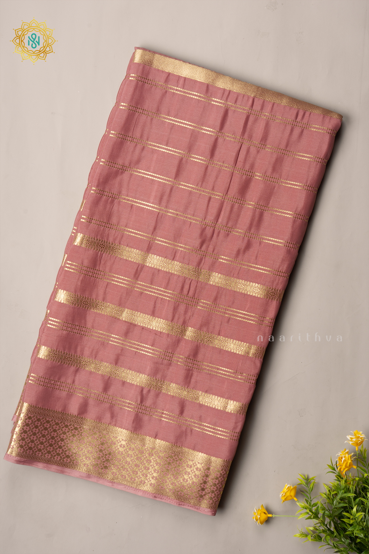 PEACH - SEMI MYSORE CREPE SILK