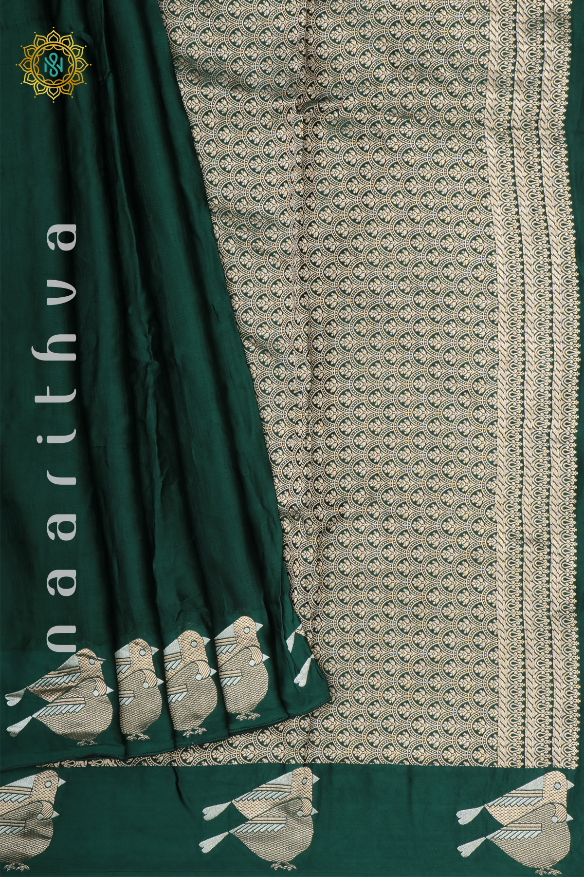 BOTTLE GREEN - SATIN BANARAS