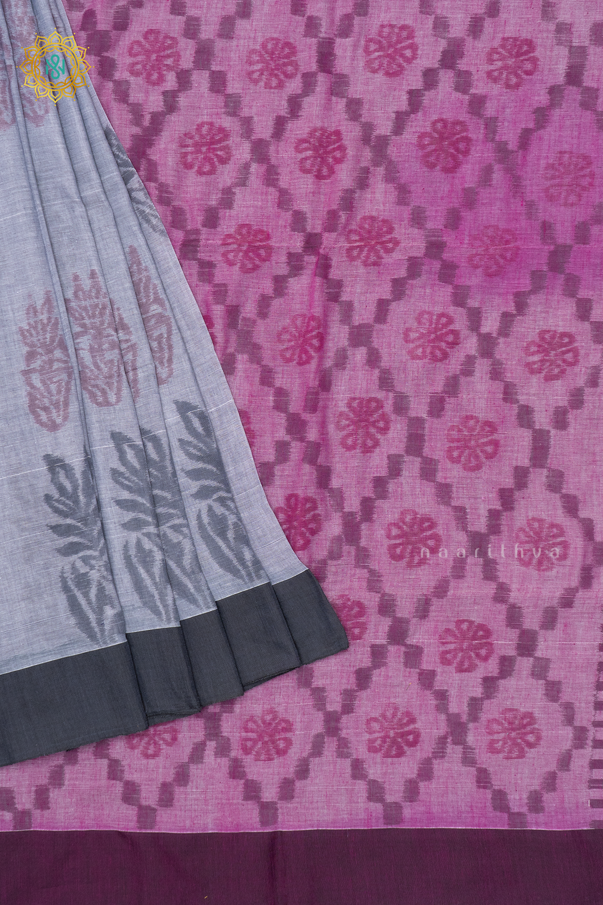 GREY WITH PINK - MUL COTTON