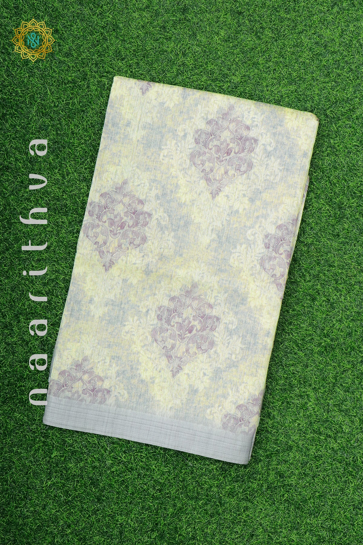 LIGHT YELLOW WITH GREY - JUTE COTTON
