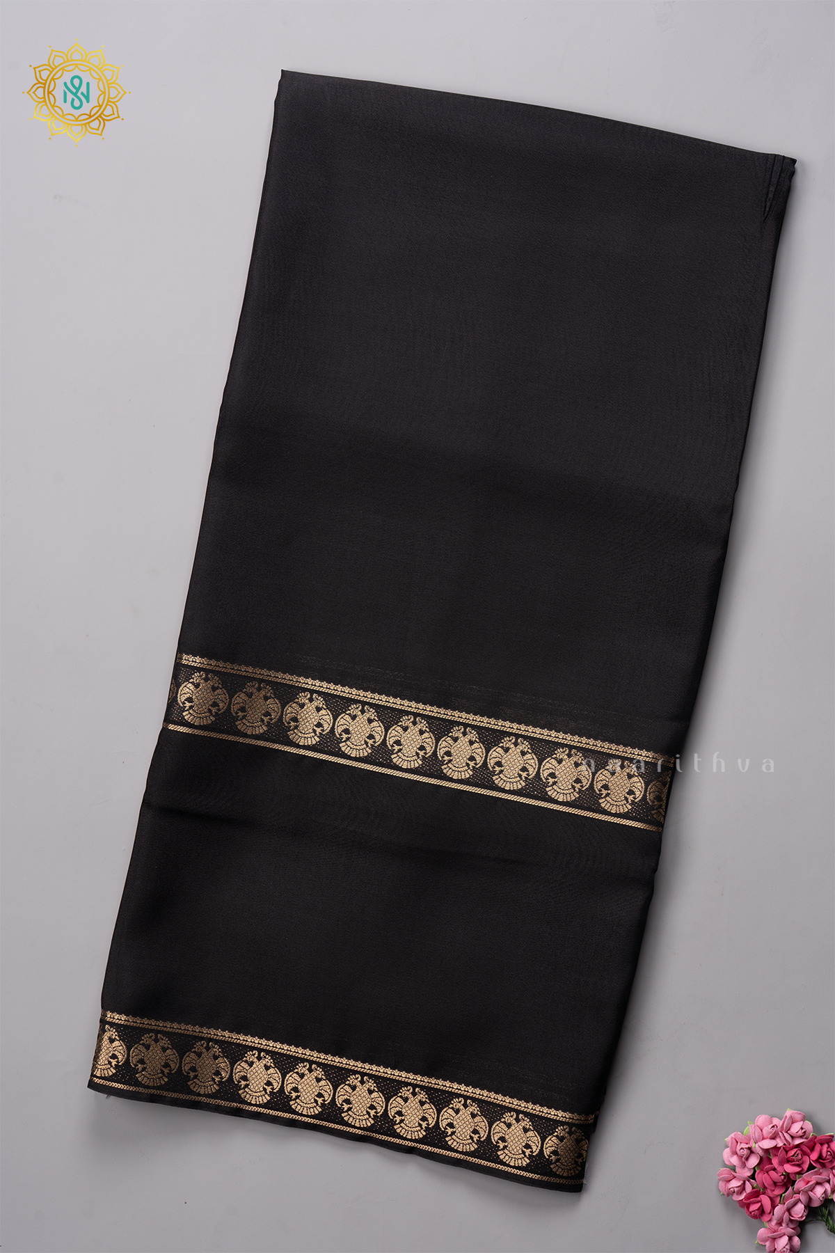 BLACK - SEMI MYSORE CRPE SILK